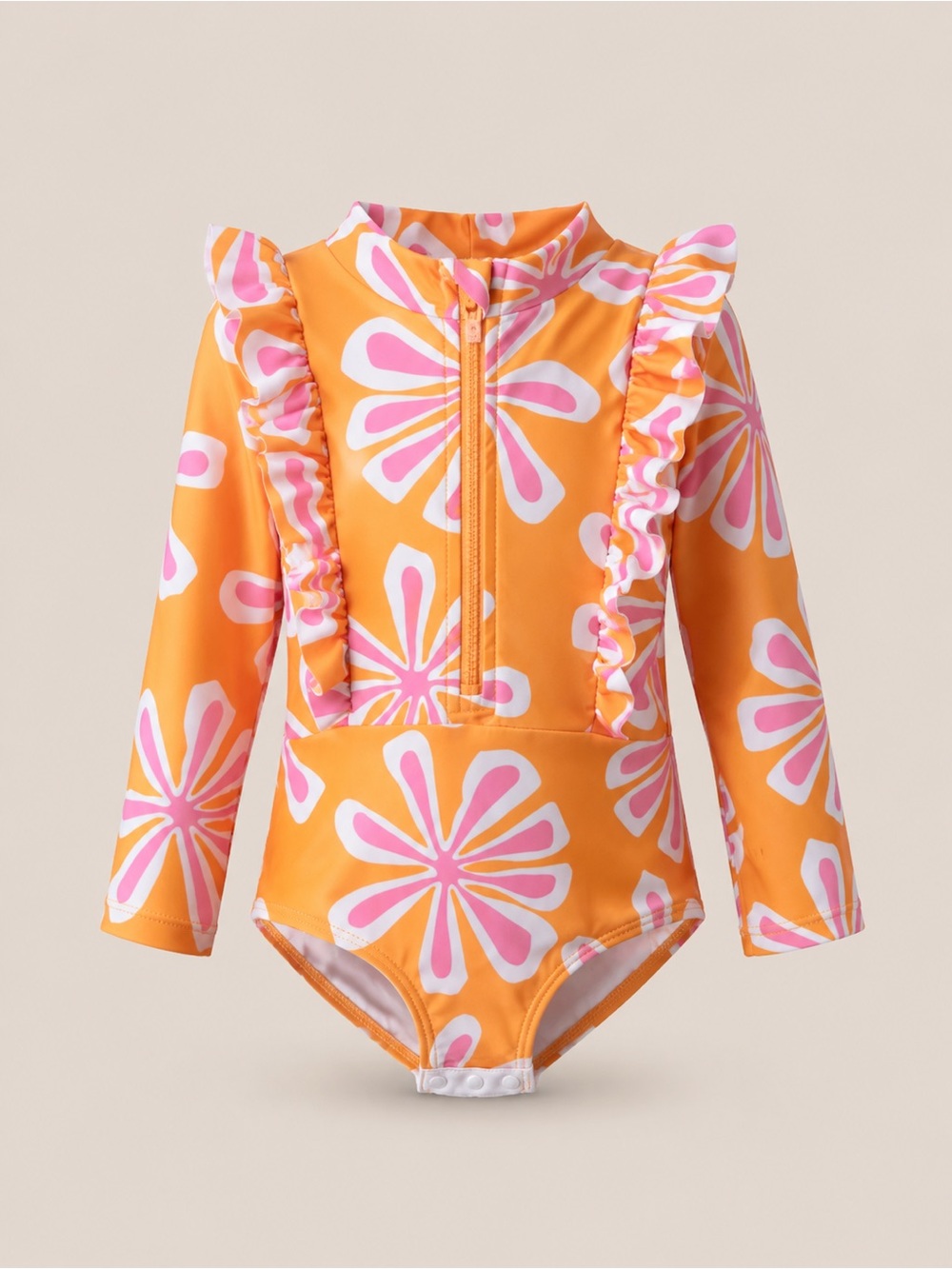 Jessica Simpson Baby Girl Rash Guard Swimsuit 12M Orange Pink Floral